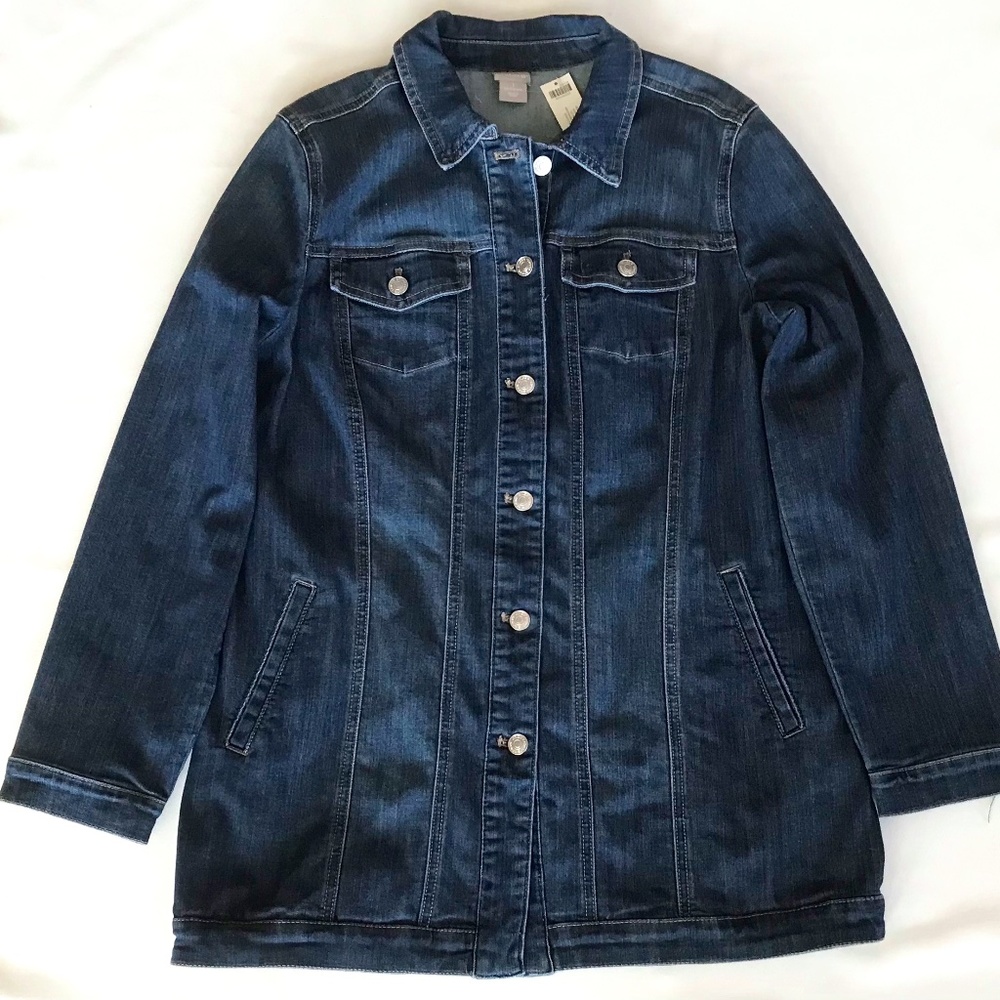 Chico’s Denim Elongated Westward Indigo Jacket Size 1 (8/10) NWT